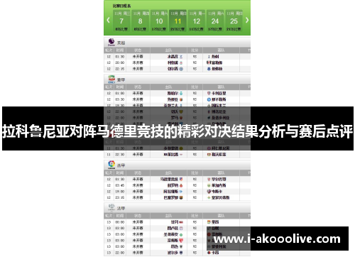 拉科鲁尼亚对阵马德里竞技的精彩对决结果分析与赛后点评